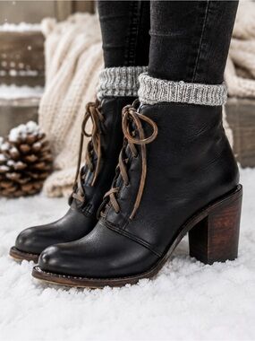 Anthropologie Freebird by Steven Beck black leather Booties size 9